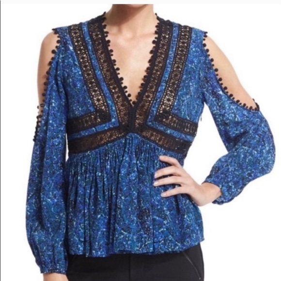 Rebecca Taylor Tops - REBECCA TAYLOR Blue Cold Shoulder Top